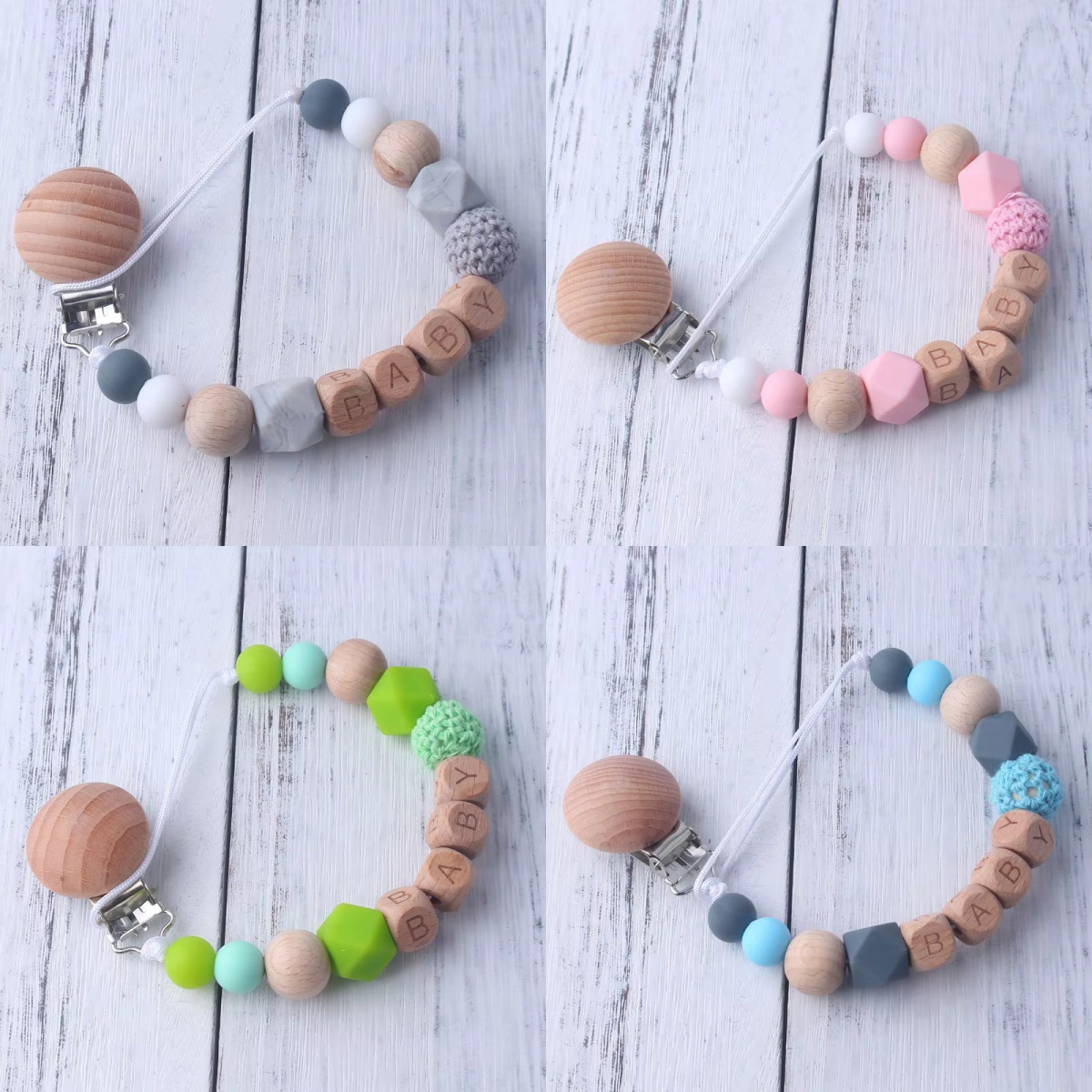 Baby Pacifier Clip - Klip Dot Bayi dengan Manik-manik Kayu