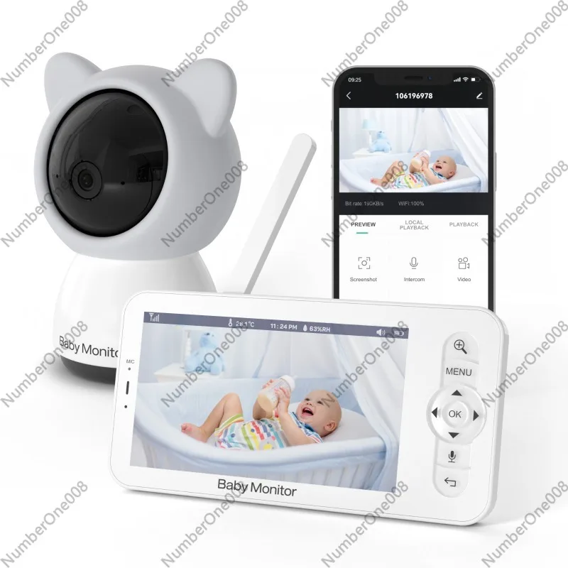 Wireless Baby Monitor - Monitor Bayi 5 Inci 1080P, Kamera