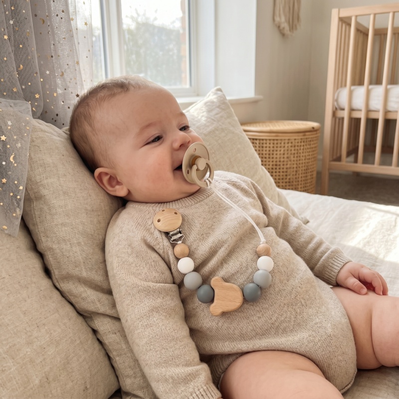 Baby Pacifier Clip - Penjepit Empeng Mittsboy Personalisasi Nama, Penahan