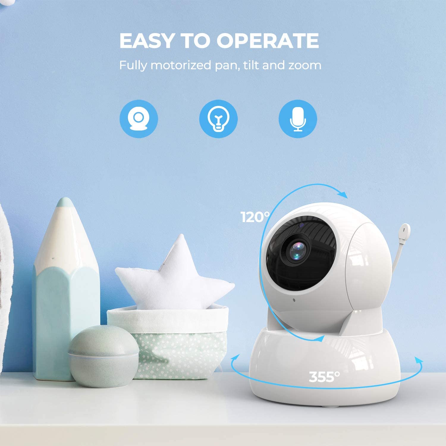 Wireless Baby Monitor - Layar 5 Inci 720P Pemantau Suhu