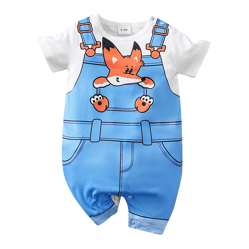 Baby Products On Sale - Romper Overall Denim Palsu Rubah Kartun
