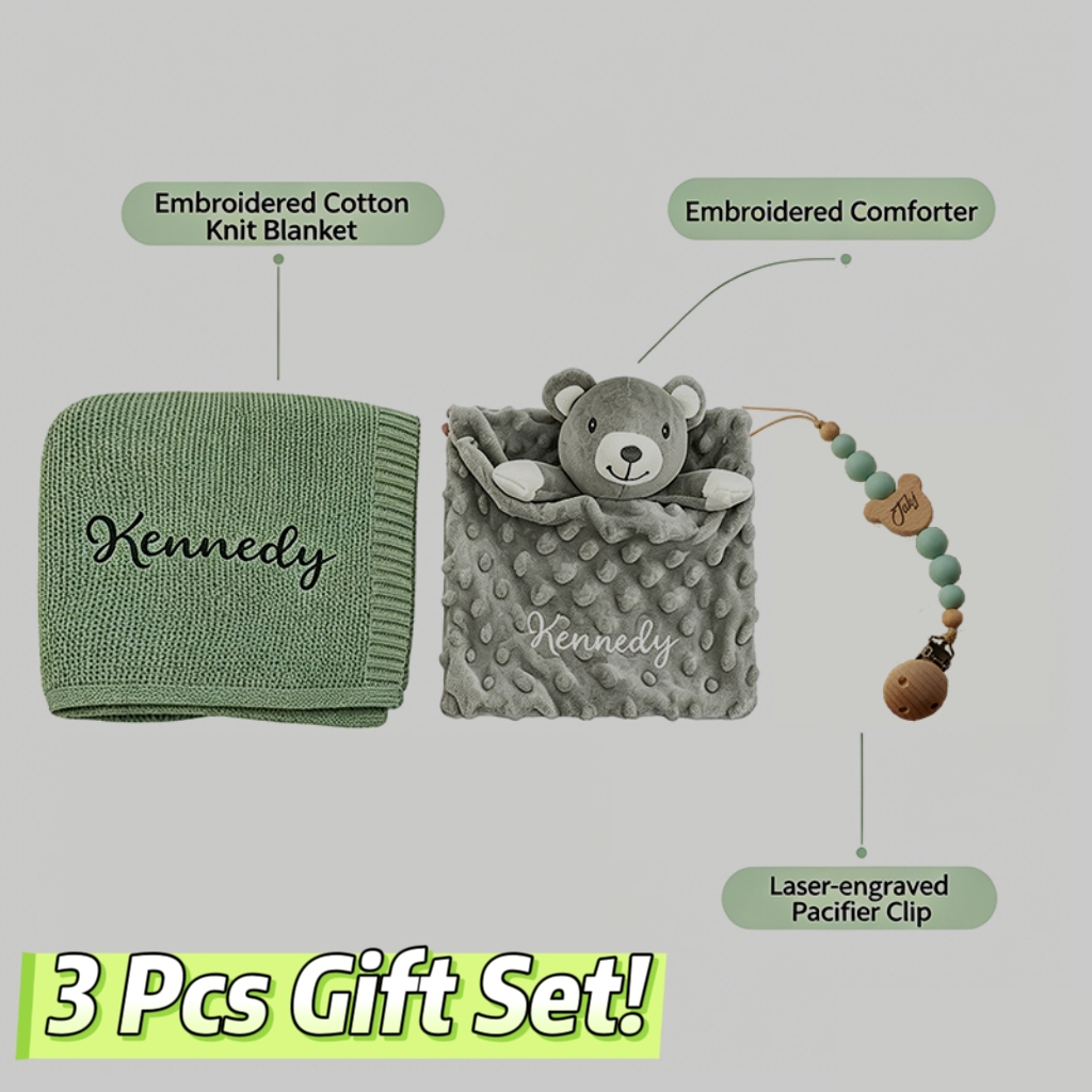 3Pcs Set Hadiah Bayi Bordir Pe - Baby Swaddle Blanket ulasan dan harga
