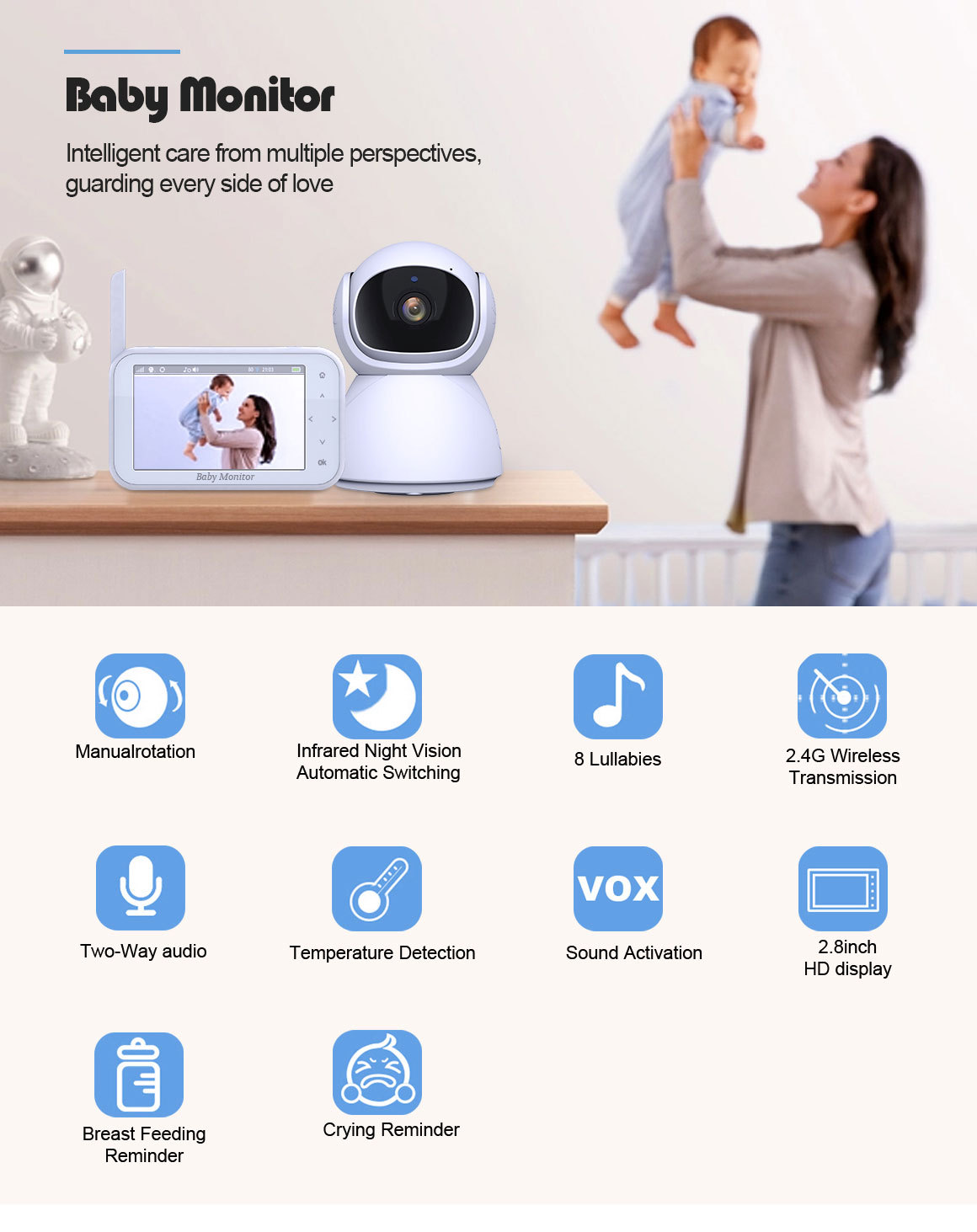Monitor Bayi PTZ Nirkabel 720P - Wireless Baby Monitor ulasan dan harga